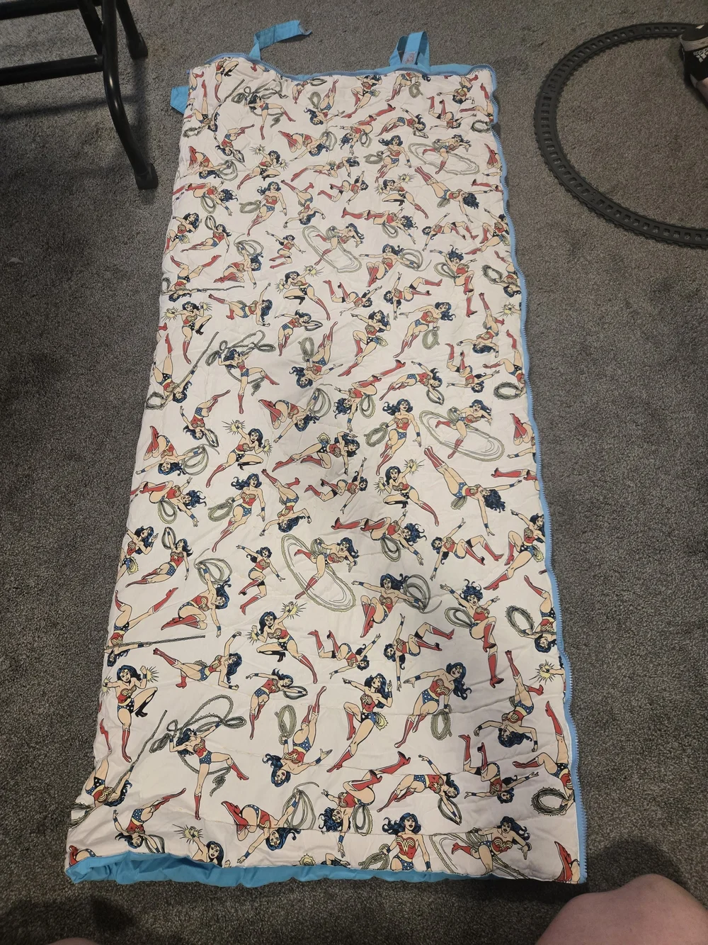 Pottery Barn Cotton Thick Kids Sleeping Bag Bkue White Wonder Woman Printed